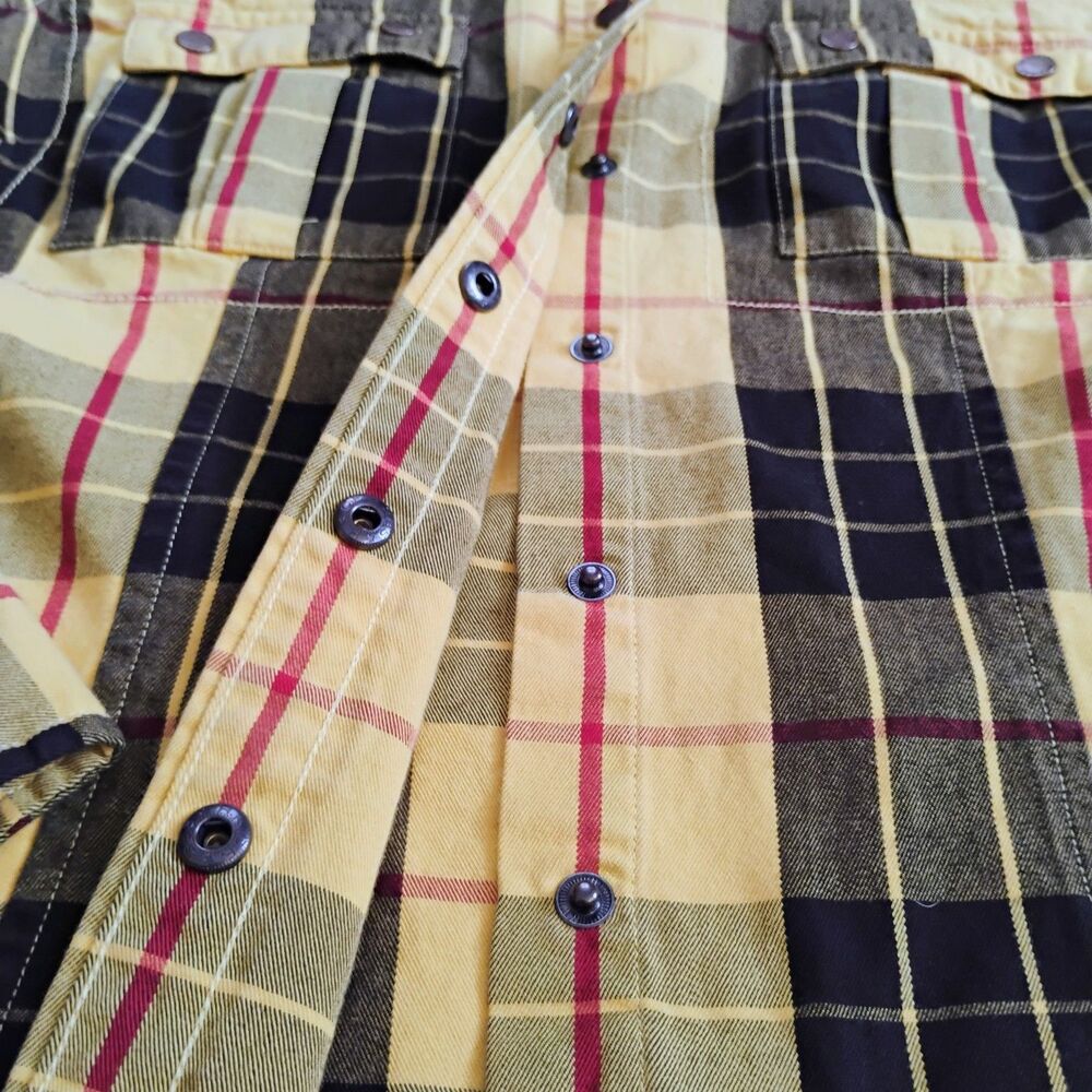 Tommy Hilfiger Y2K Yellow Plaid Flannel Shirt Small Clueless 2002 Snap Vintage - Picture 9 of 16